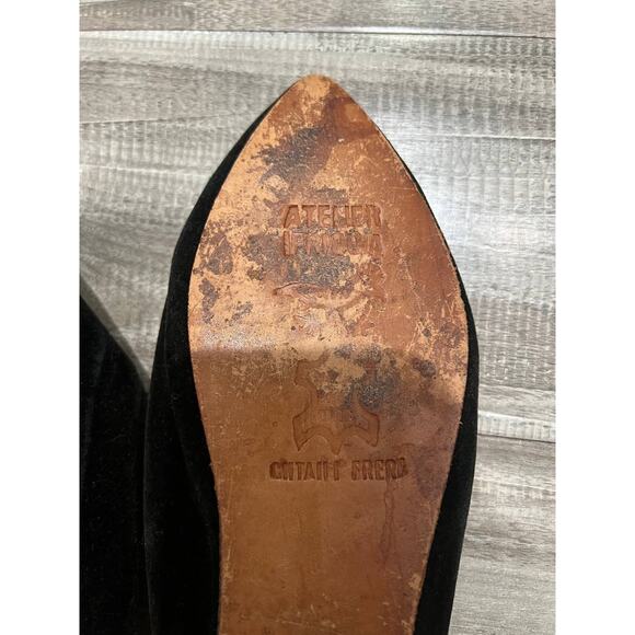 Atelier Womens velvet Mules embroidered pattern Tree Black Size 6 S000047 - Picture 5 of 8